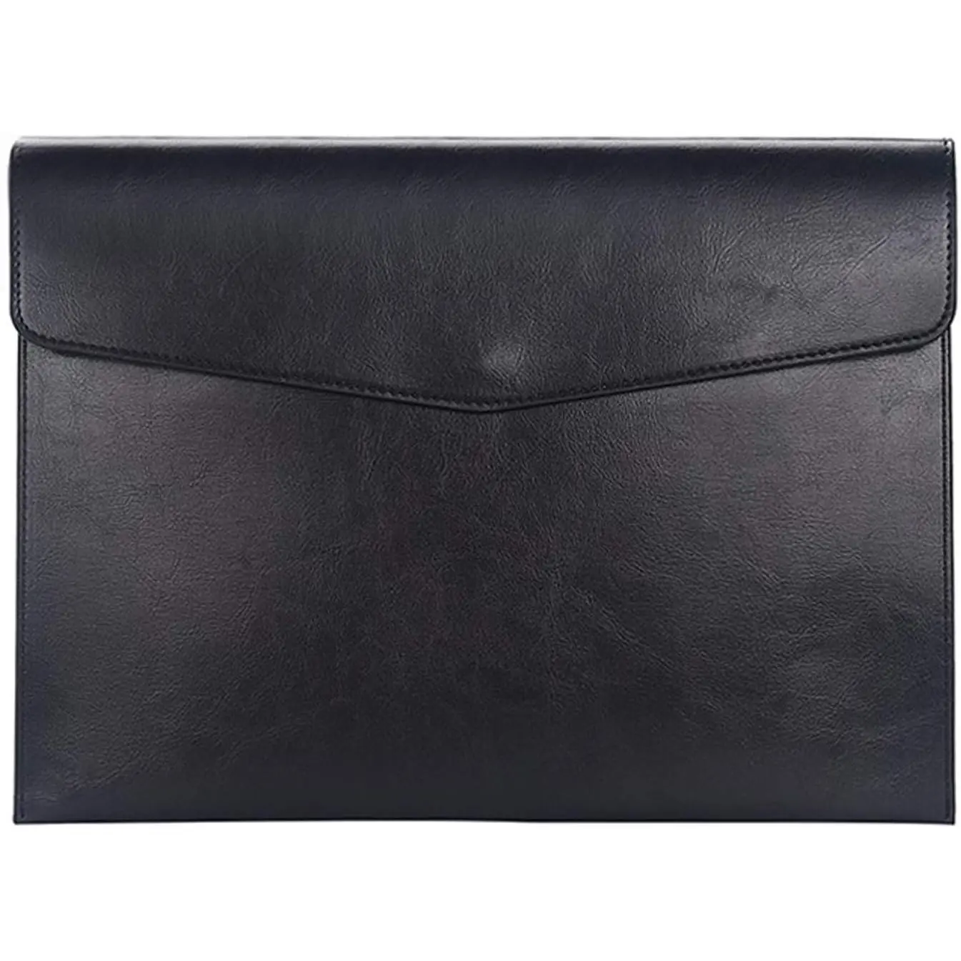 PU Leather A4 File Folder Document Holder Envelope Folder Case with Snap Closure for Receipt Contract Black