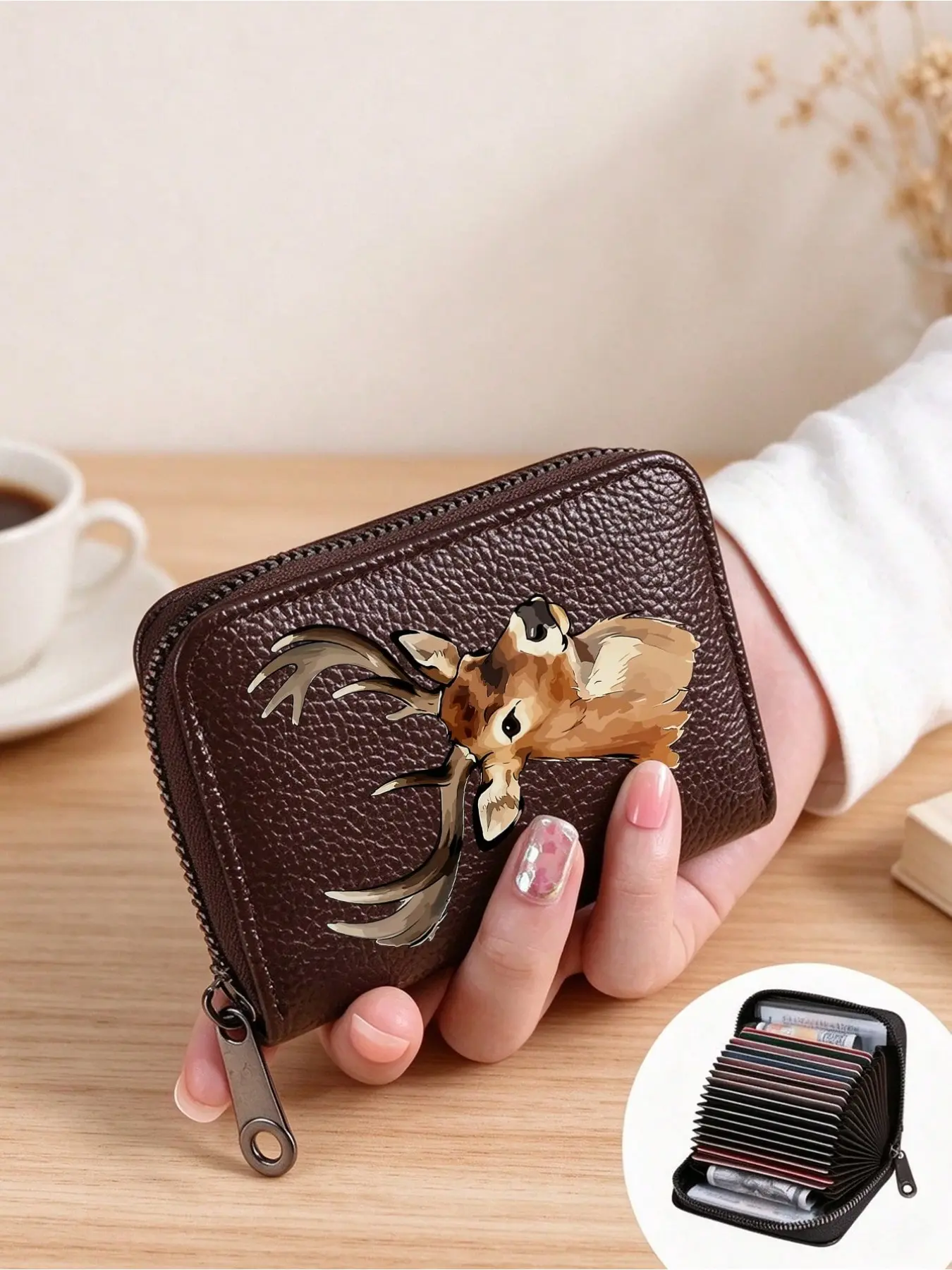 Unisex Reindeer Pattern Wallet, Multi-Functional Card Holder, Coin Purse, Credit Card Case, Mini Wallet, Christmas Gift for Men and Women