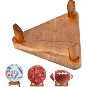 Walnut Wood Ball Racks for Soccer Basketball Volleyball Souvenir Display