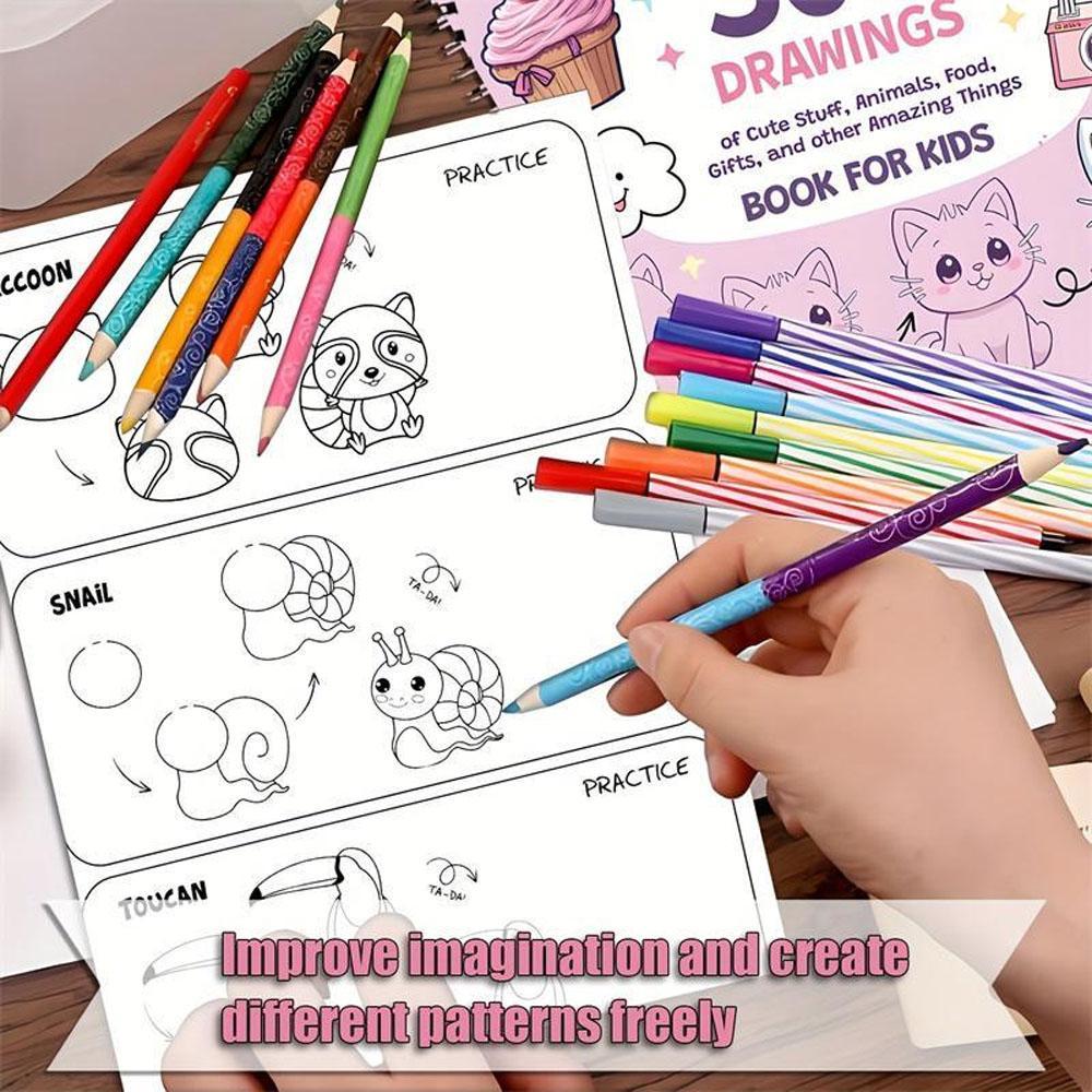 How to Draw 300 Cute Animal Food & Creative Patterns, Doodle Books, DIY Drawing, Stress Relief, Coloring, Improve Imagination, Adult Student Gift Coloring Book #GLOBAL PICKS