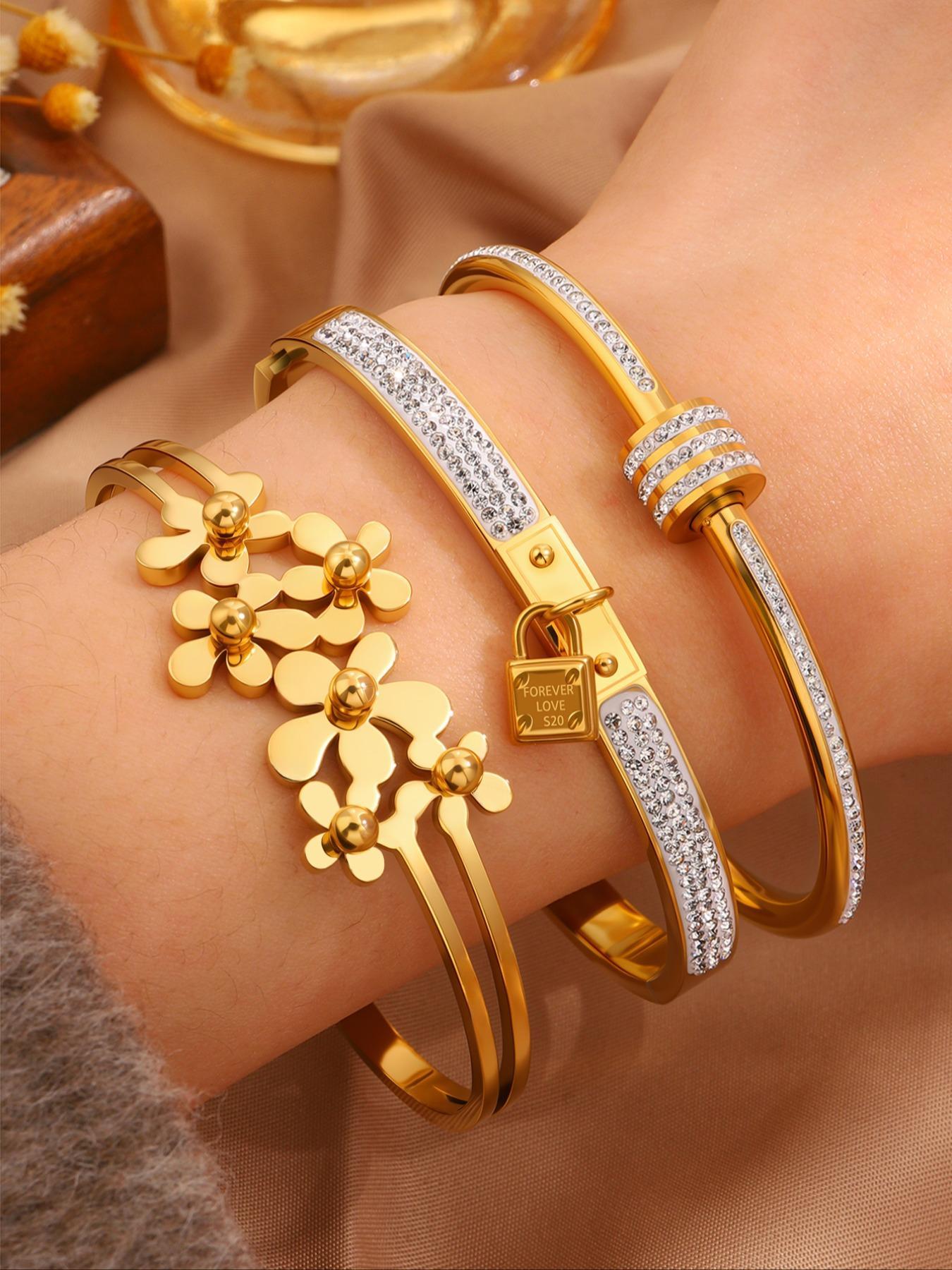 Elegant Luxury Bracelet Set, Stainless Steel Jewelry for Women & Men, Trendy All-match & Exquisite Jewelry for Birthday Gift