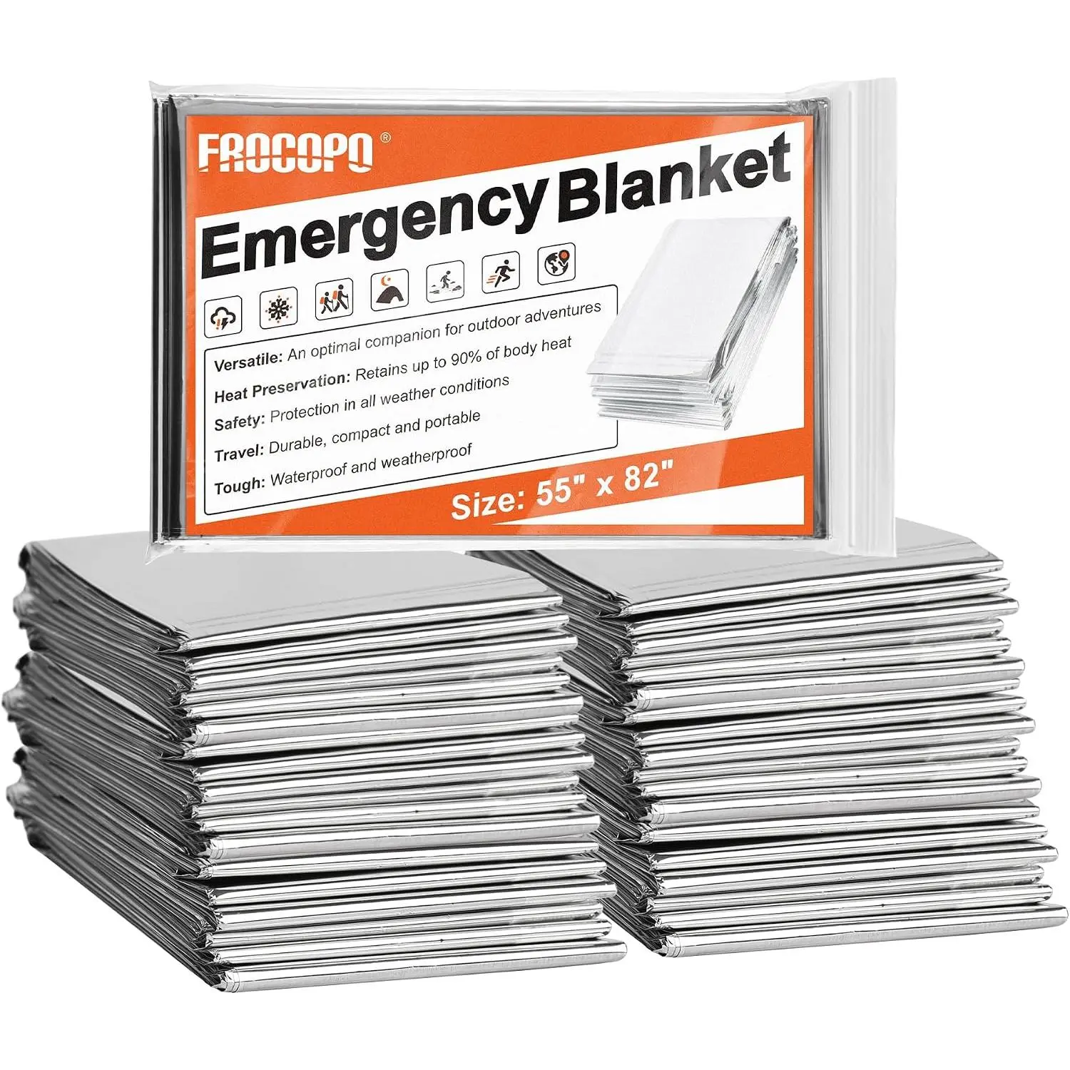 6 Pack Emergency Blanket, Emergency Blanket Space Blanket Survival Rescue Insulating Reflective foil kit Outdoors Hiking Camping Blanket Perfect for Outdoors, Hiking, Camping Survival