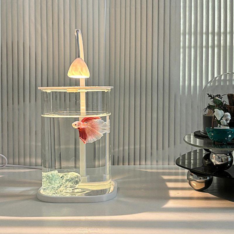 Transparent Ice Crystal Small Fish Tank Desktop Creative Betta Tank Pearl Diamond Decor Landscape Complete Set