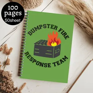 The funny trash can flame spiral notebook, 100 pages, is perfect as a gift for colleagues, perfect for office work, emergency response, or as a funny gift.