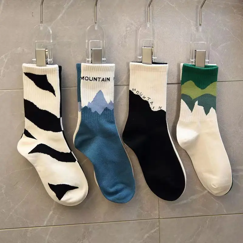 Asymmetric AB Mid-Calf Socks, Trendy Ins Street Style Mismatched Socks, Couple Long Socks for Students Men & Women