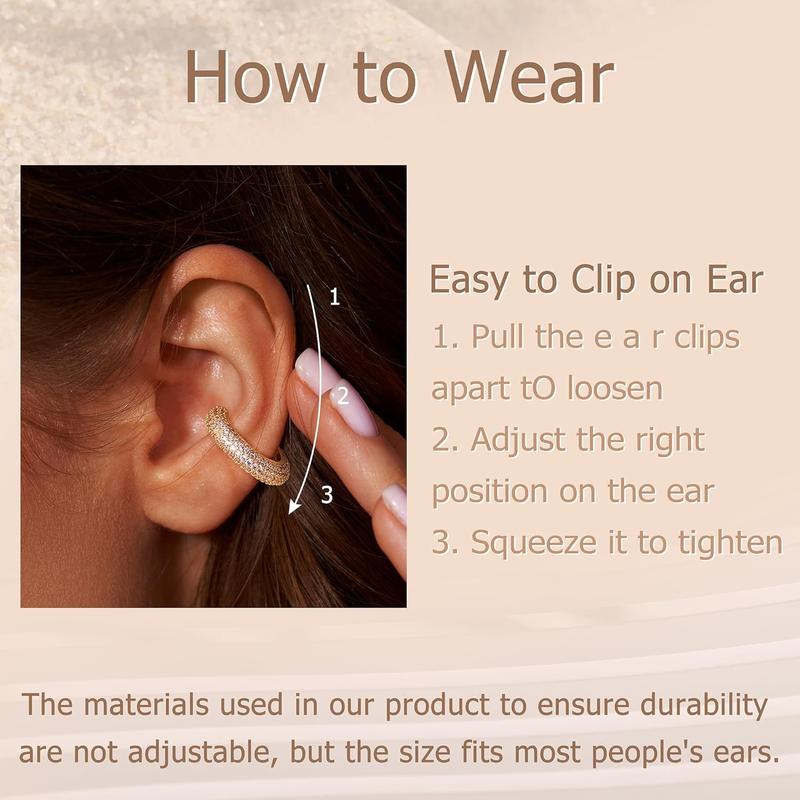 CASSIECA Ear Cuff for Women CZ Fake Helix Cartilage Earrings Fake Piercing Ear Cuff Earrings 14K Gold Clip Ear Cuff Silver Gold Sparkling Round Huggie Earrings Without Ear Piercing