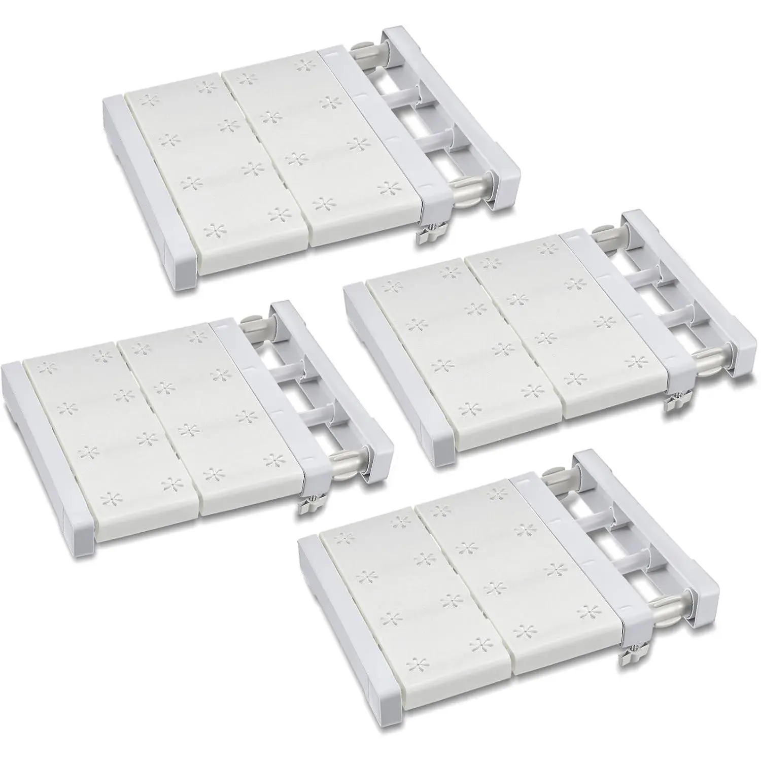 4 Pcs Closet Tension Shelf Rod Expandable Shelf Locker Organizer Adjustable Storage Rack Scalable Layered Divider Separator for Cabinet Wardrobe Kitchen Bathroom (10.83''-17.91'')
