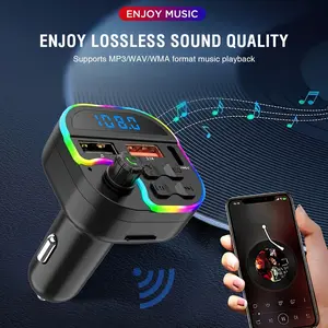 M53 Car FM Transmitter BT Car MP3 Mobile Music Player 5V3A Dual USB With Type-C Port Charging Support TF Card And Color Ambient Lighting Multimedia Player