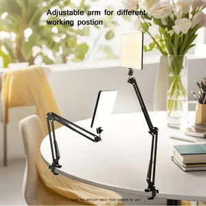 Adjustable Hue and Brightness LED Video Fill Light, Portable Clip-On Desk Light with Flexible Articulating Boom Arm, Ideal for Conference Lighting, Photography, Video Recording, Live Streaming and Zoom Meetings.