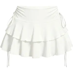 Beauty's WardrobeVerdusa Women's Y2k Ruffle Mini Skirt Bow Side Flowy A Line Cute Short Skirts Casual Skorts