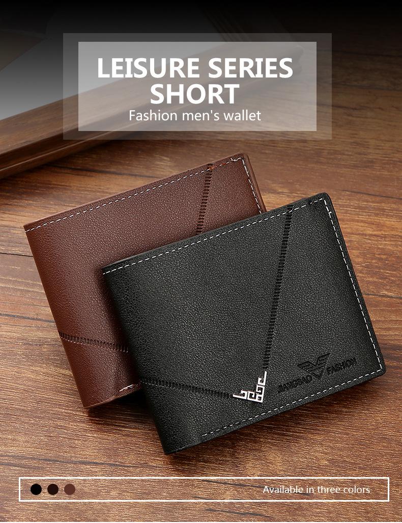 Men's Slim Money Clip Wallet Credit Card ID Holder Casual Male Leather Short Multi Card Holder Purses Business Man Bifold Wallet