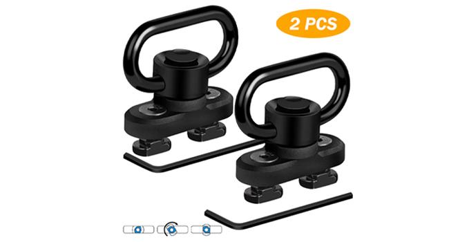 Two Point Traditional Sling with Attachments Mounts, Adjustable Extra Long Rifle Sling for Rifle with 2 Pack 1.25" QD Swivel Mounts for M-Rail