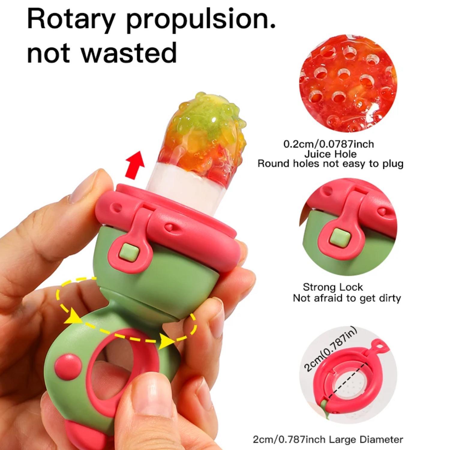 Silicone Fruit Teether, 1 Piece Rotating Push Type Fruit Feeder, Baby Fruit Feeder Pacifier, Baby Fruit Teether, Baby Food Supplement Feeder, Baby Teething Toy, Feeding, Cute, Newborn