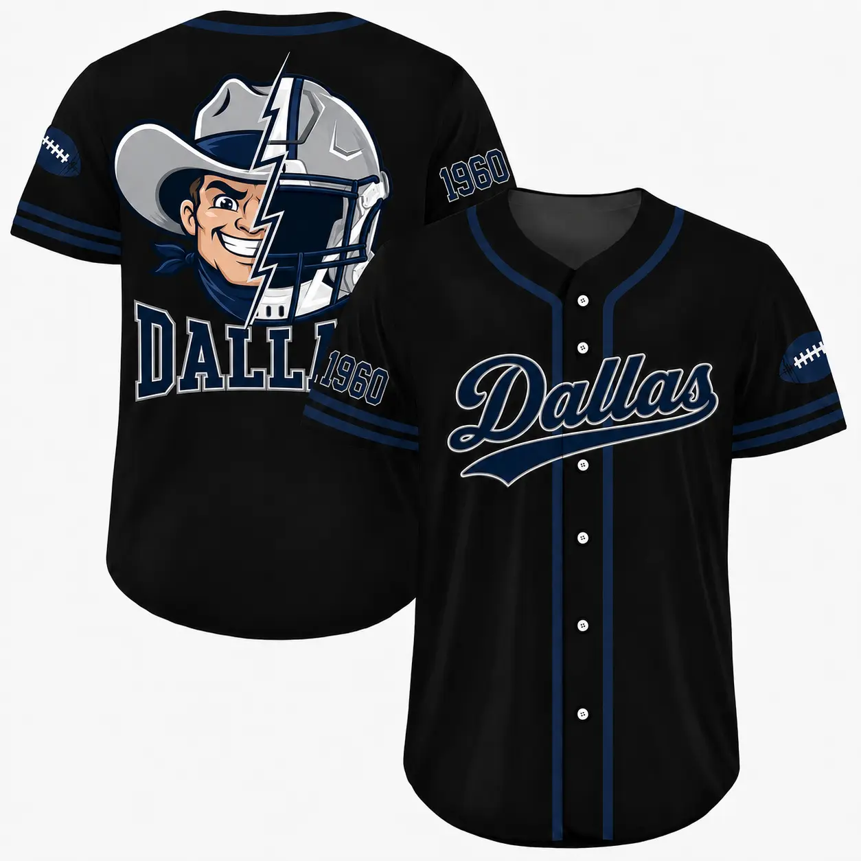 Athletic Baseball Jersey, Football Inspired Button Up Shirt for Men & Women, Lightweight Casual Sportswear, Multi Color