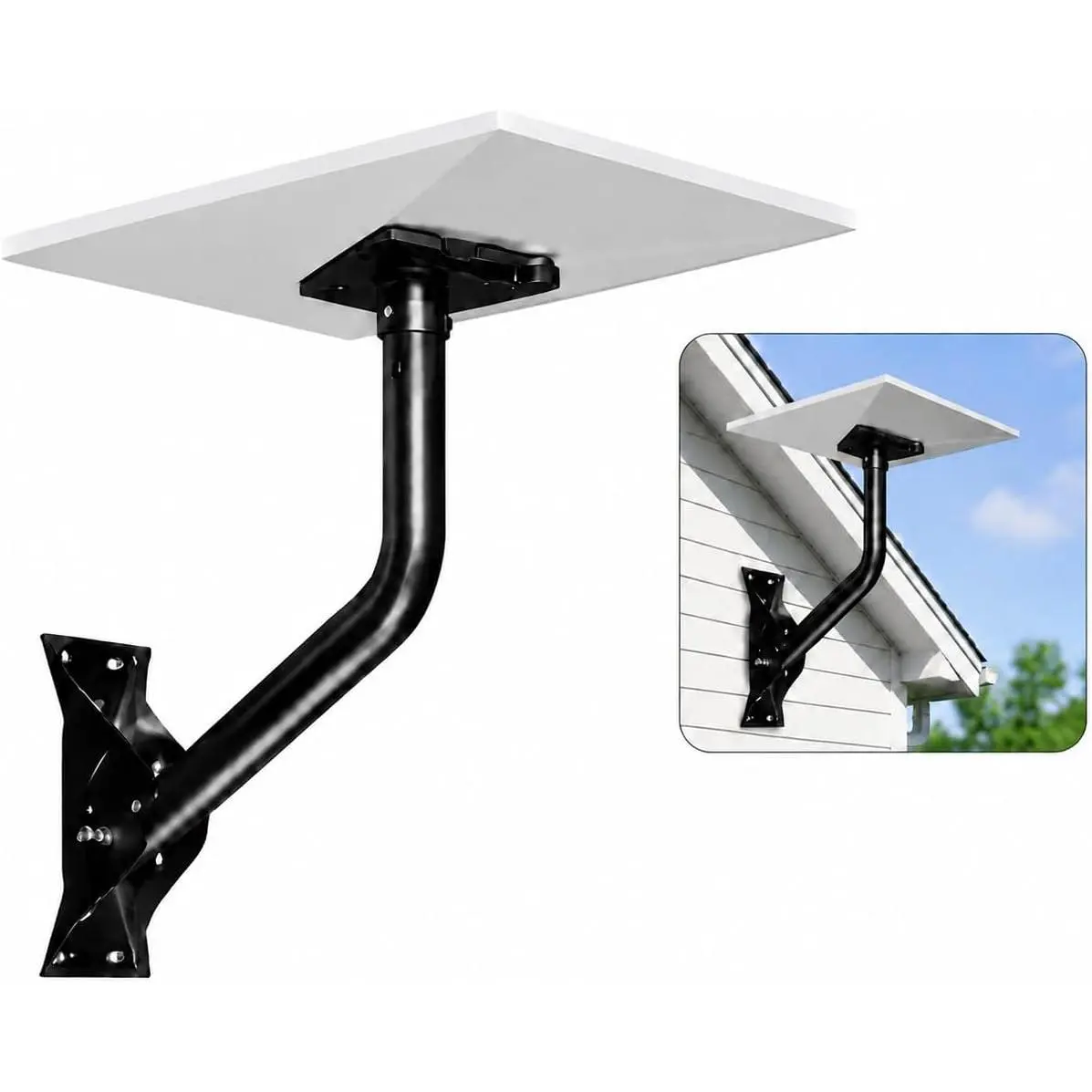 Gen 3 Starlink Mount, Adjustable Wall/Roof Mounting Kit for Starlink Standard Dish 4/4X/V3, Weatherproof for Outdoor Installation, Black(Include  Pipe Adapter)