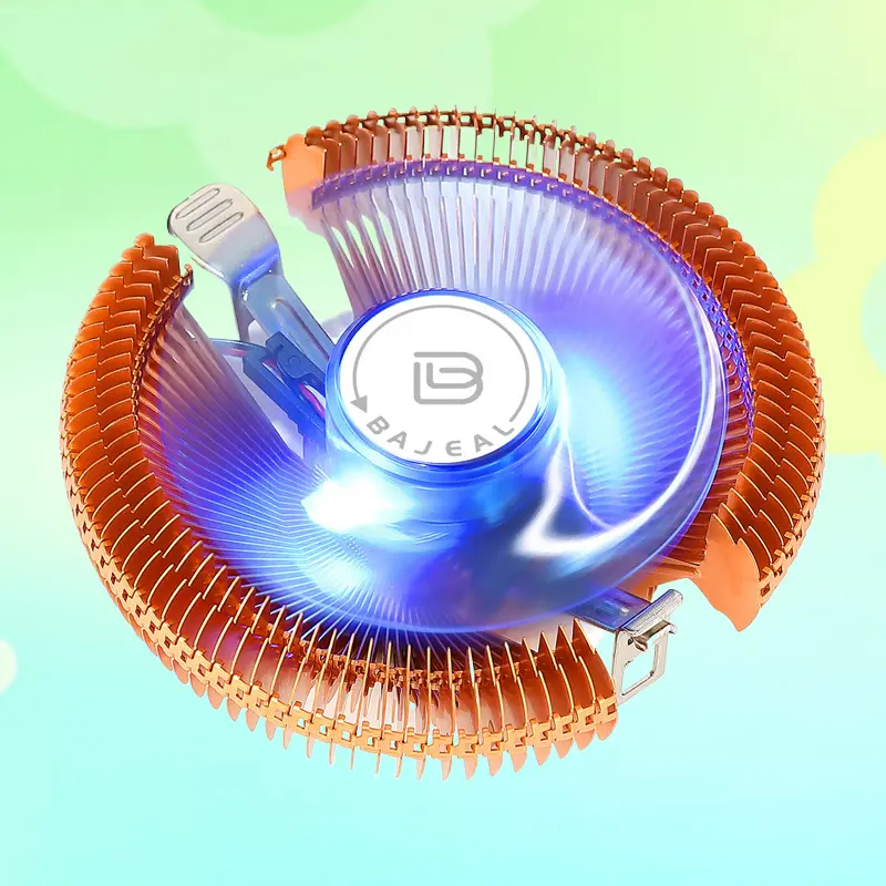 Copper Heat Sink CPU Cooler with Glowing Fan, Colorful Lights, Ultra-Silent Cooling, Multi-Platform Compatibility for AMD 1155/775 Desktop Computer Processors