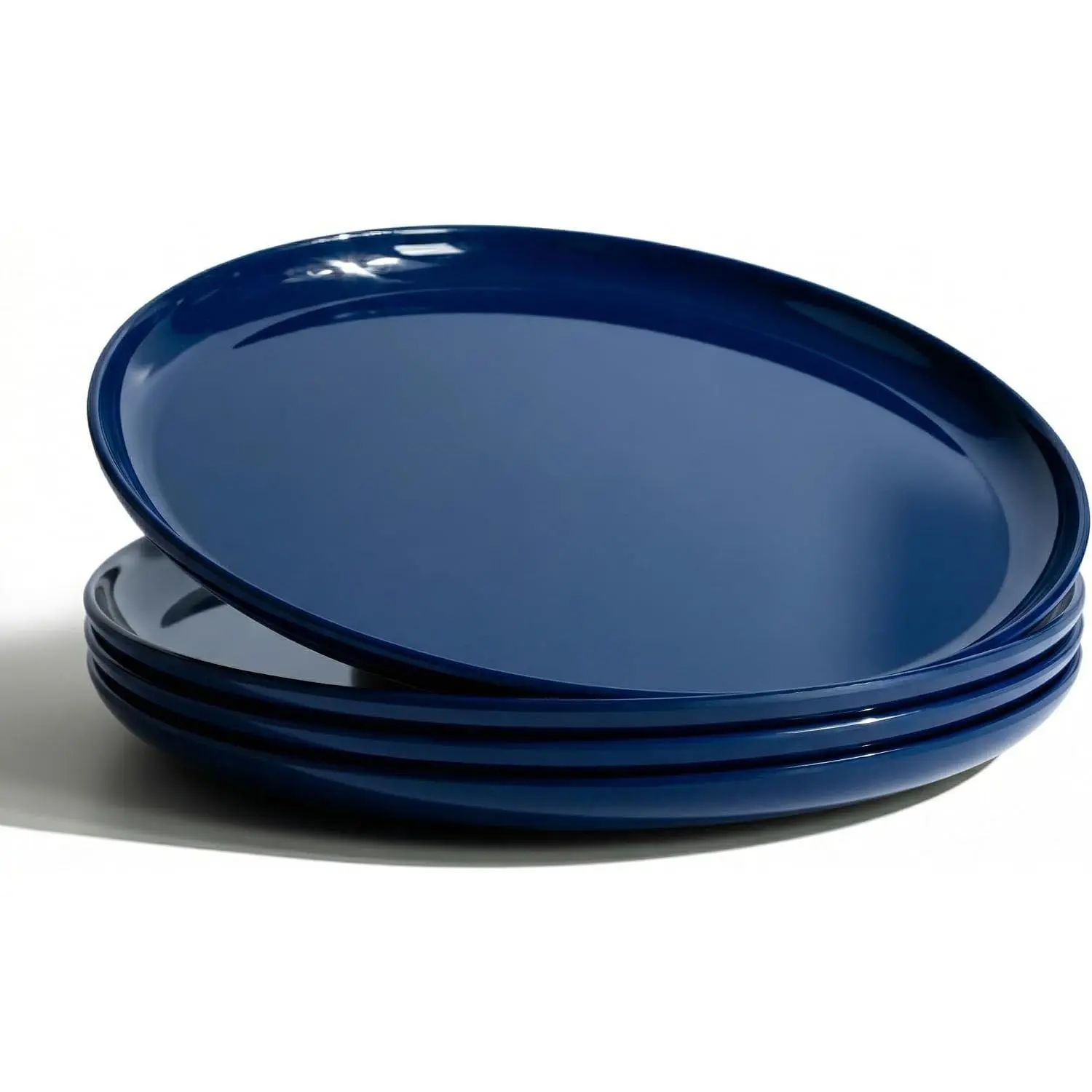 9 Inch Melamine Dinner Plates Set of 4 - Navy Blue Modern Flat Plates, Durable & Lightweight Catering Dishes for Parties, Picnics, Holidays, Dishwasher Safe