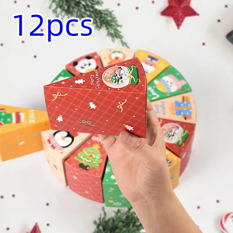 12 Christmas Countdown Calendar Gift Boxes, Gift Package, Triangular Empty Boxes, Blind Boxes for Small Gifts, Includes Ribbon and Number Stickers, Halloween Applicable