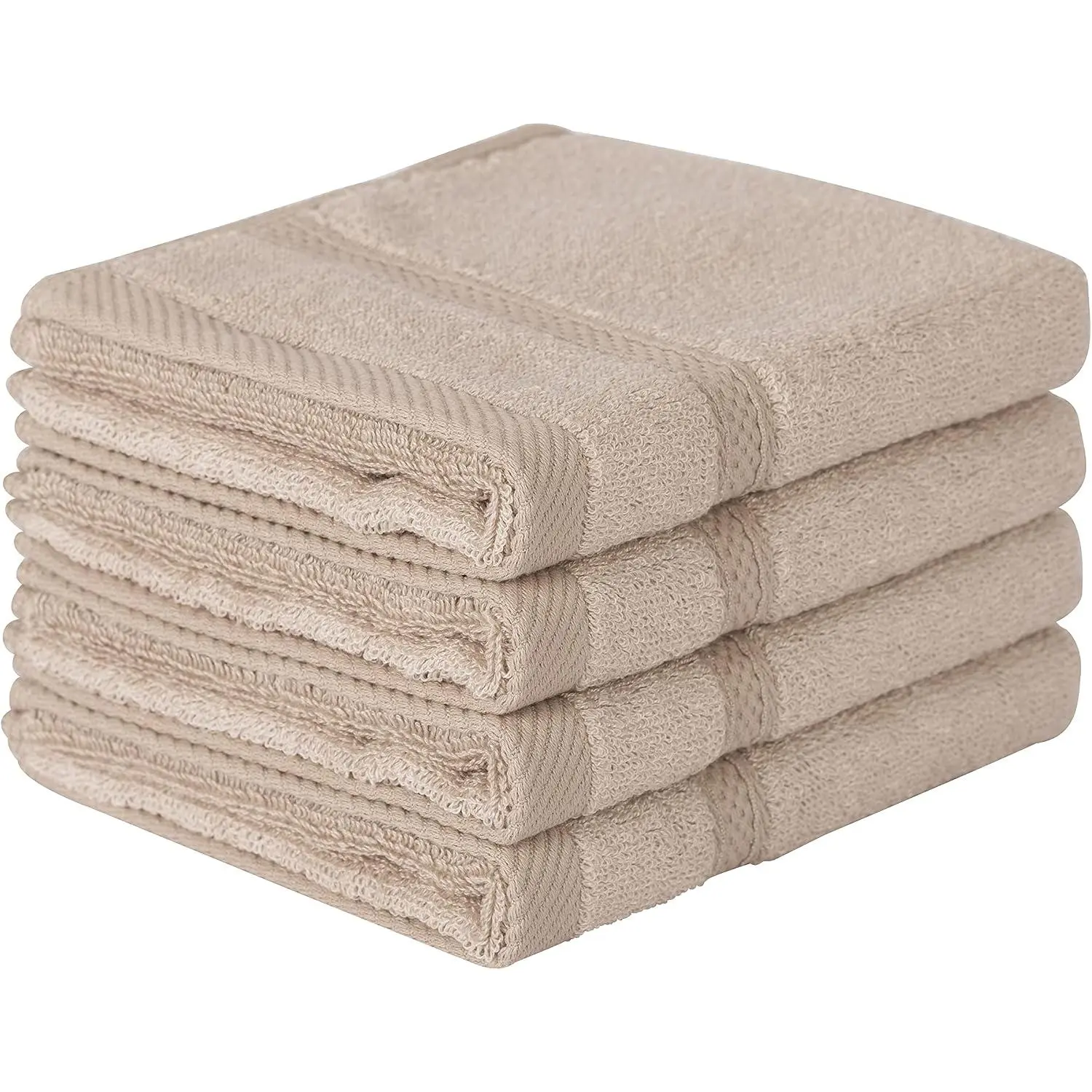 4 Pcs Light Brown Fingertip Towels for Bathroom - 11 x 18 Inches, Extra Absorbent and Soft Terry Towels for Sensitive Skin, Quick Dry