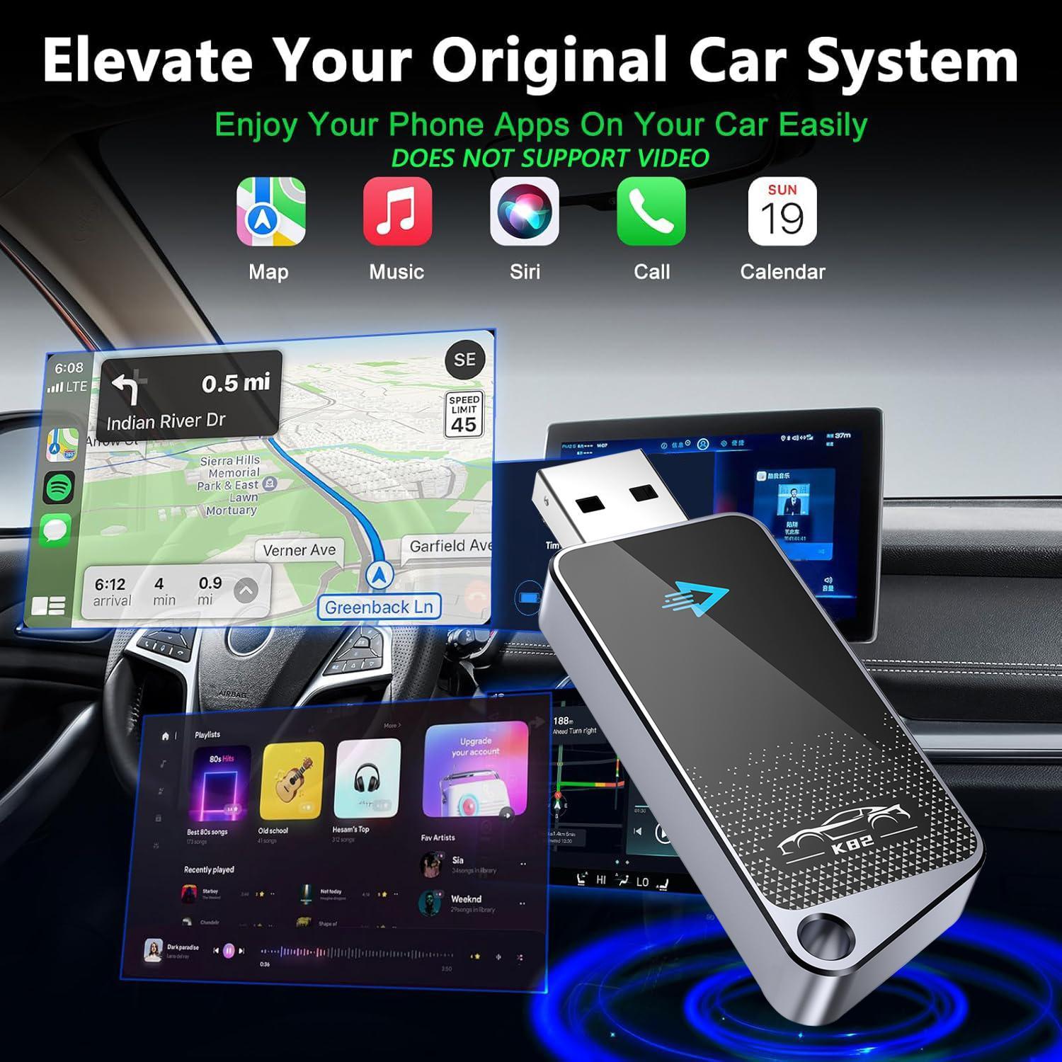 Wireless Car Screen Adapter, 1 Count Plug & Play Car Screen Adapter, Compatible with iPhone & Android