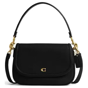 COACH Legacy 26 Leather Top-Handle Crossbody Shoulder Bag for Women, Flap Closure, Black