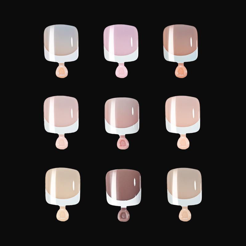 216/120Pcs Press on Toenails 9Colors Short Square False Nail Tips Glossy Nude/Pink/Brown Fake Toenail for Summer DIY Foot