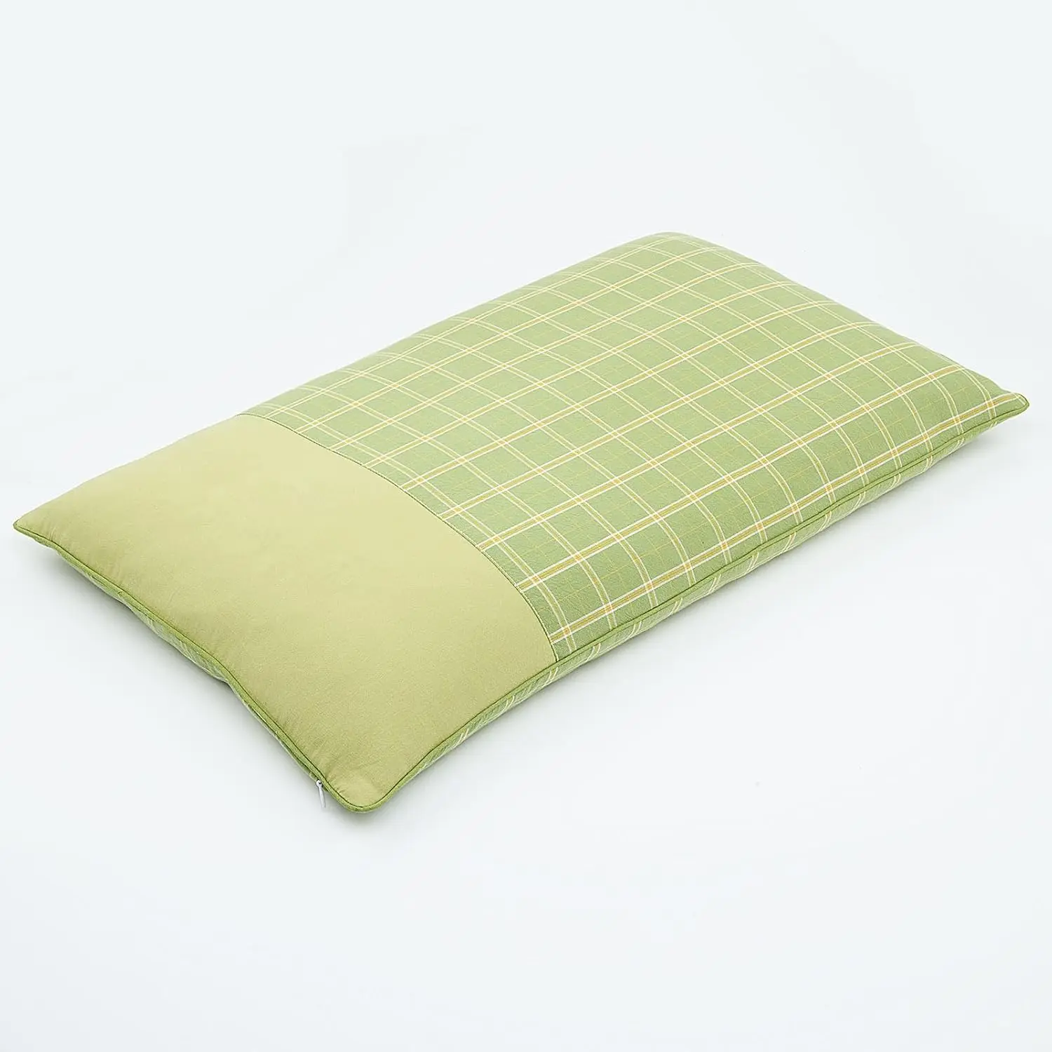 Buckwheat Hulls  Pillow for  , Firm Support, Adjustable Height, Breathable Washable Cover, 23x13 Inch Green