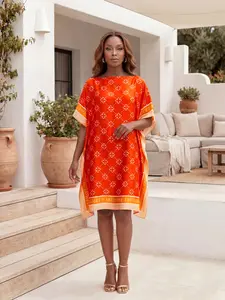Women's Fashion Shawl, Beach Cover-Up, Loose Breathable, Geometric Print, Elegant Style, All Seasons, Summer Essential