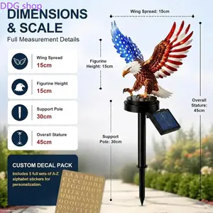 Viral America 250 Solar Eagle Garden Stake Light, Patriotic Outdoor Yard Decor with Waterproof LED Glow, Commemorative Memorial Day & 4th of July Statue, Americana Pathway Accent, Personalized Gift
