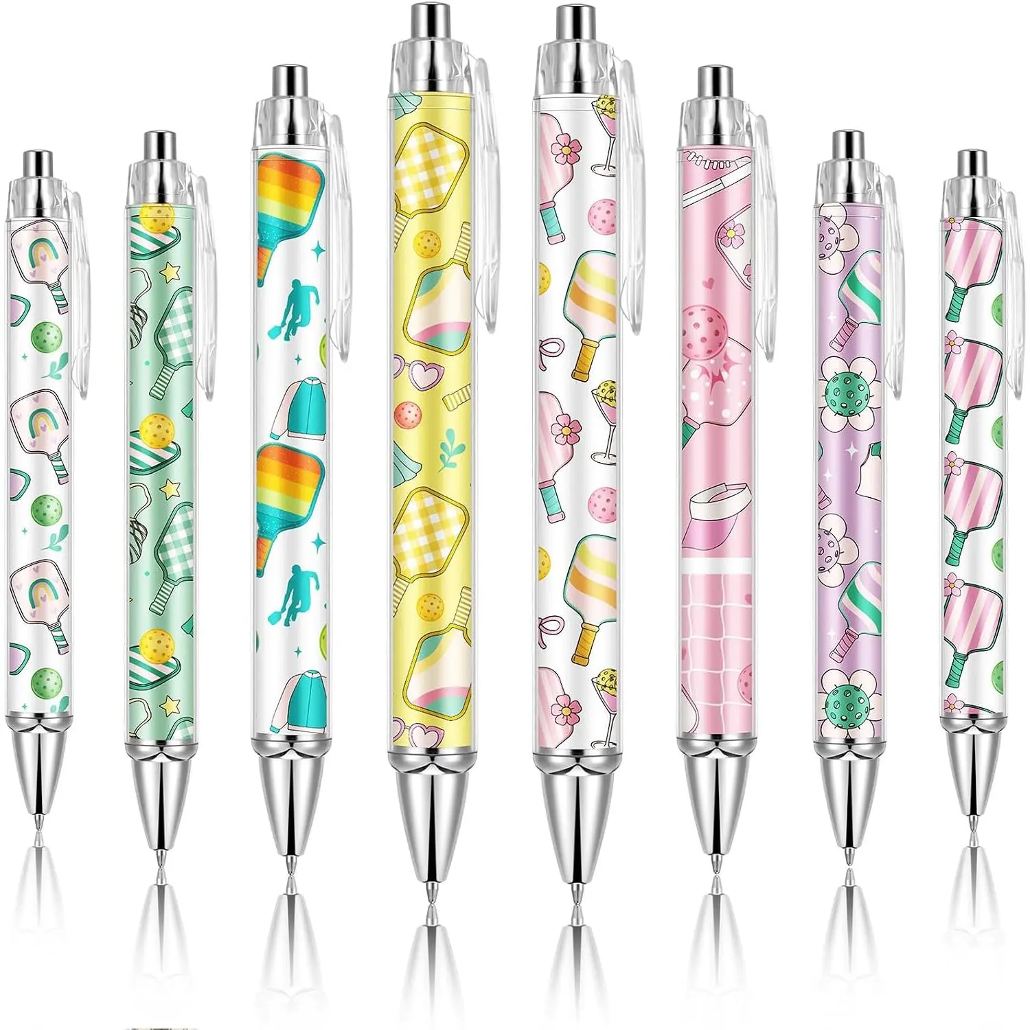 8 count Ballpoint Pens for Women 1.00 mm Cute Black Ink Pens Fine Point Smooth Writing for Journaling Aesthetic Office Supplies(Dinkball)