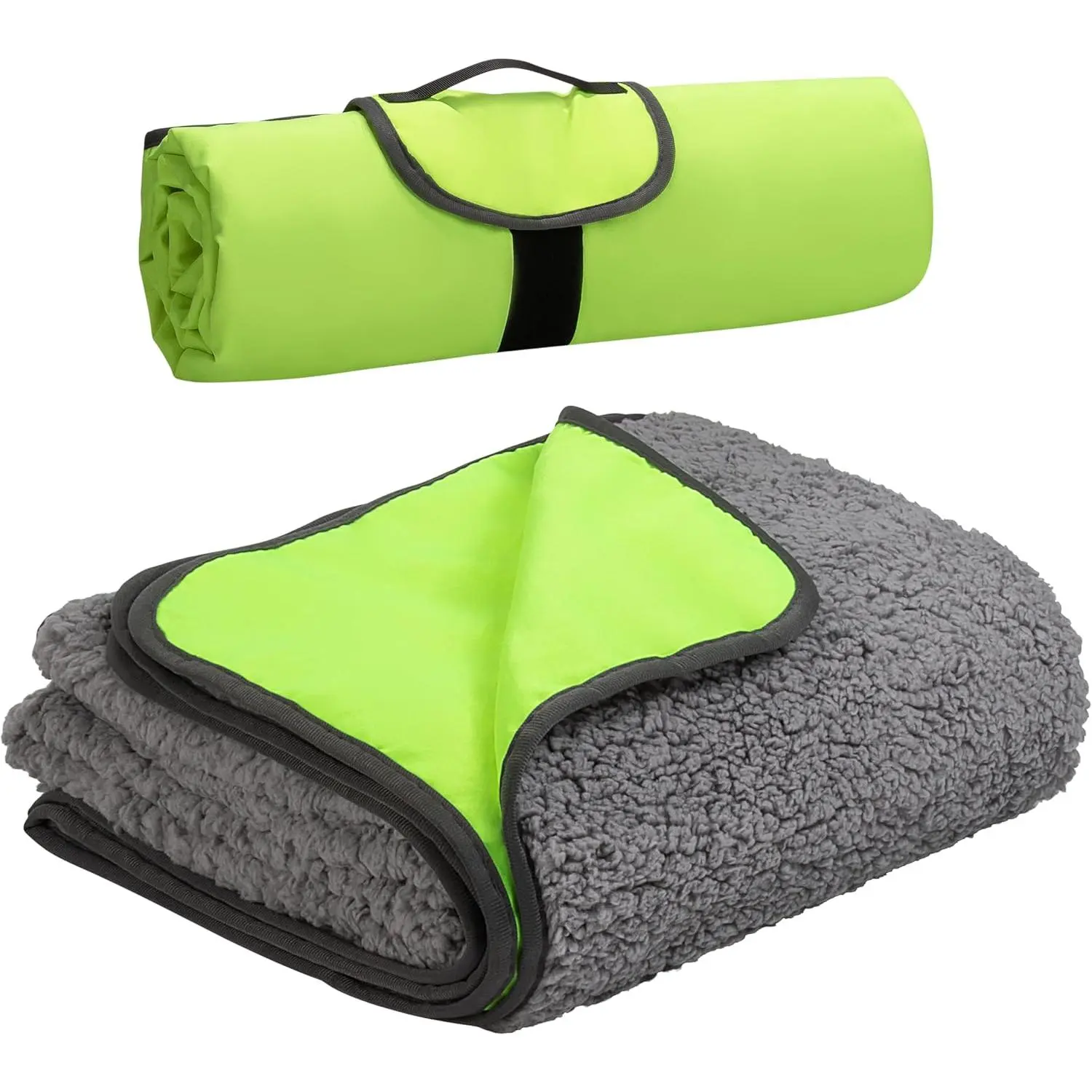 Large Outdoor Fleece Blanket - Warm Fleece, Waterproof Polyester Backing, Windproof, Stain-Resistant, Foldable & Portable for Camping, Picnics, Stadium Blanket, Removable & Washable