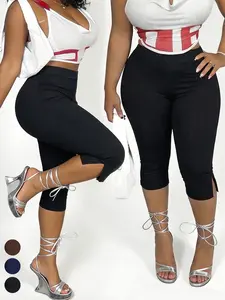 Women's Split Capris,Slim Fit Elastic Split 7/8 Pants, Comfortable, Casual and Stylish Design, Perfect for Daily Wear, Versatile and Trendy Bottoms