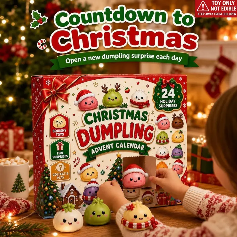 Christmas Squishy Advent Calendar 2026, 24-Day Dumpling Countdown with Surprise Squishy Toys, Xmas Stocking Stuffers, Holiday Party Favors, Slow-Rising Sensory Squeeze Toys