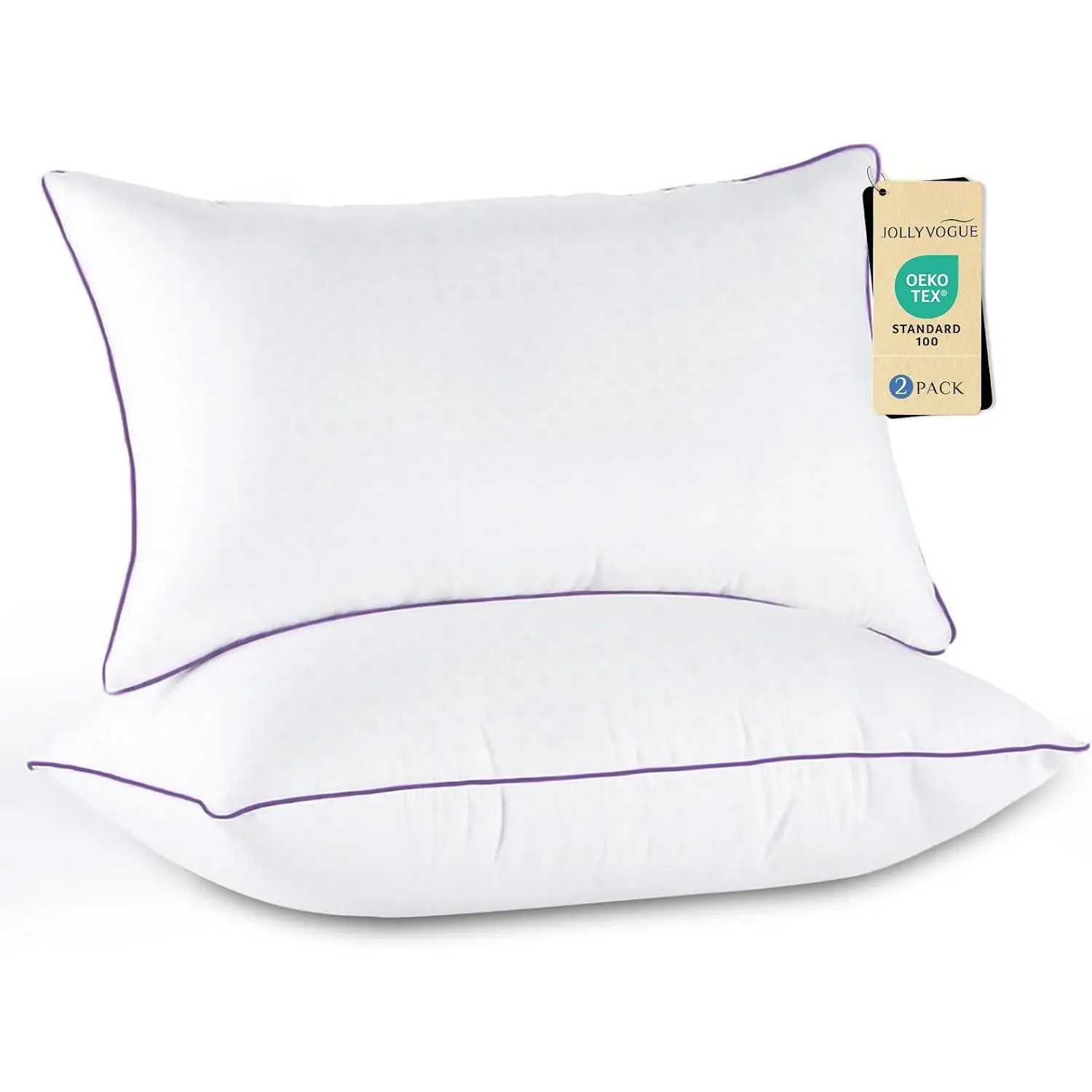 Queen Size Medium Firm Pillows Set of 2 - Oeko-Tex Certified Down Alt. Fill, Hotel-Quality Supportive Bedding for Bedroom Decor, Ideal for Back & Side Sleepers