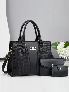 Fashion Three-Piece Retro Crossbody Handbag Set, Large Capacity Multi-Layer Bag, Versatile Shoulder & Crossbody Bag for Travel & Shopping