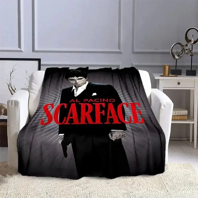 Scarface Classic Movie Flannel Blanket, Soft Cozy Throw Blanket for Bedroom Sofa Travel and Retro Film Decor