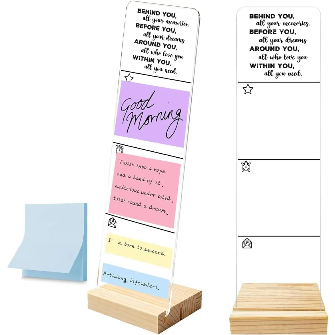 Memo Board with Removable Wooden Base  Portable Sticky Note Holder, Within You  You Need Sign Office Desk Desk Set Sticky Notes 100 Sheets