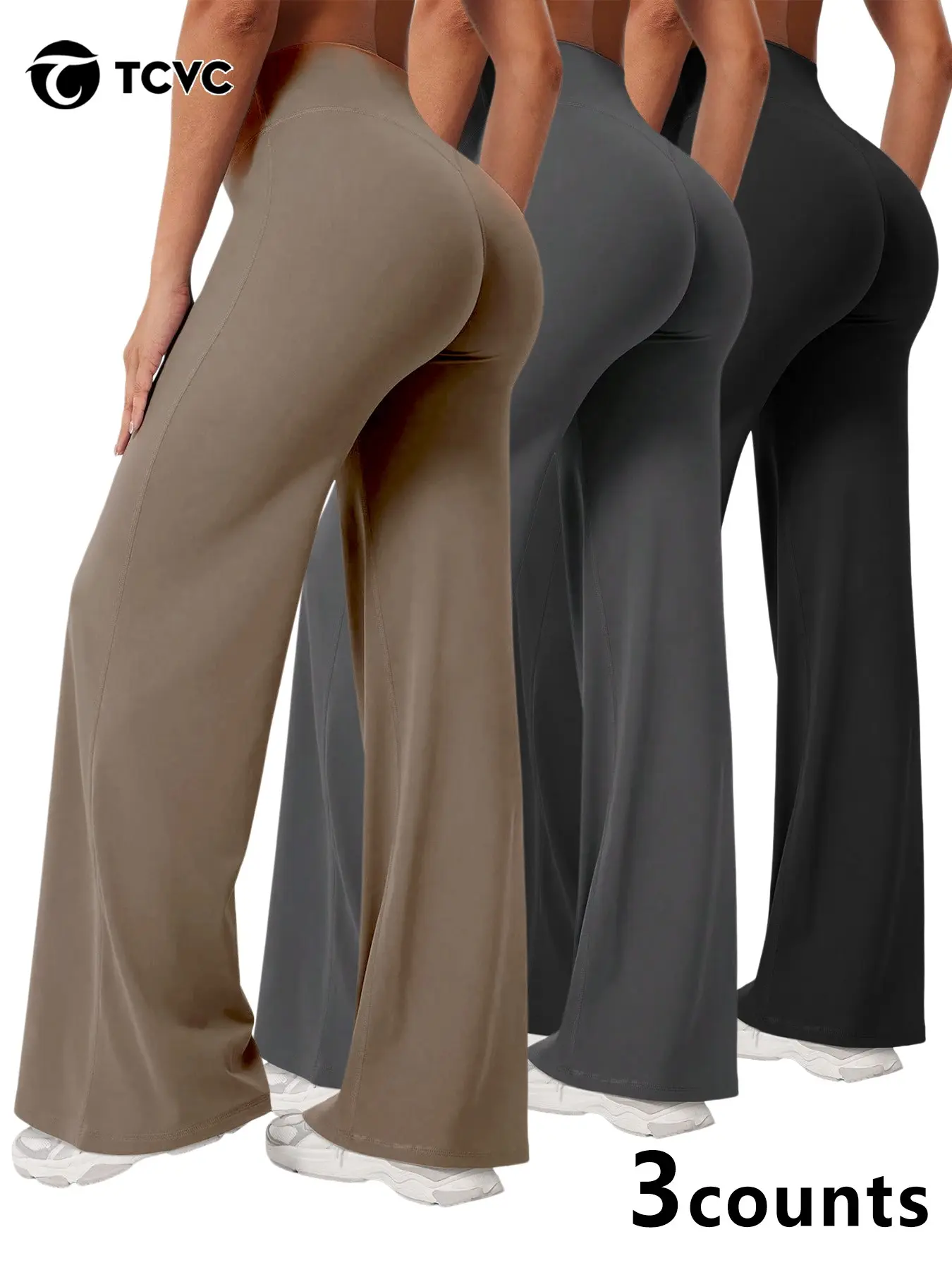 High-Waisted Flowy Wide-Leg Yoga Pants for Women, Tummy Control Butt Lift Slimming Sporty Trousers, Activewear Bottoms, Ideal for Yoga Fitness Daily Commute, High Waisted Sportswear