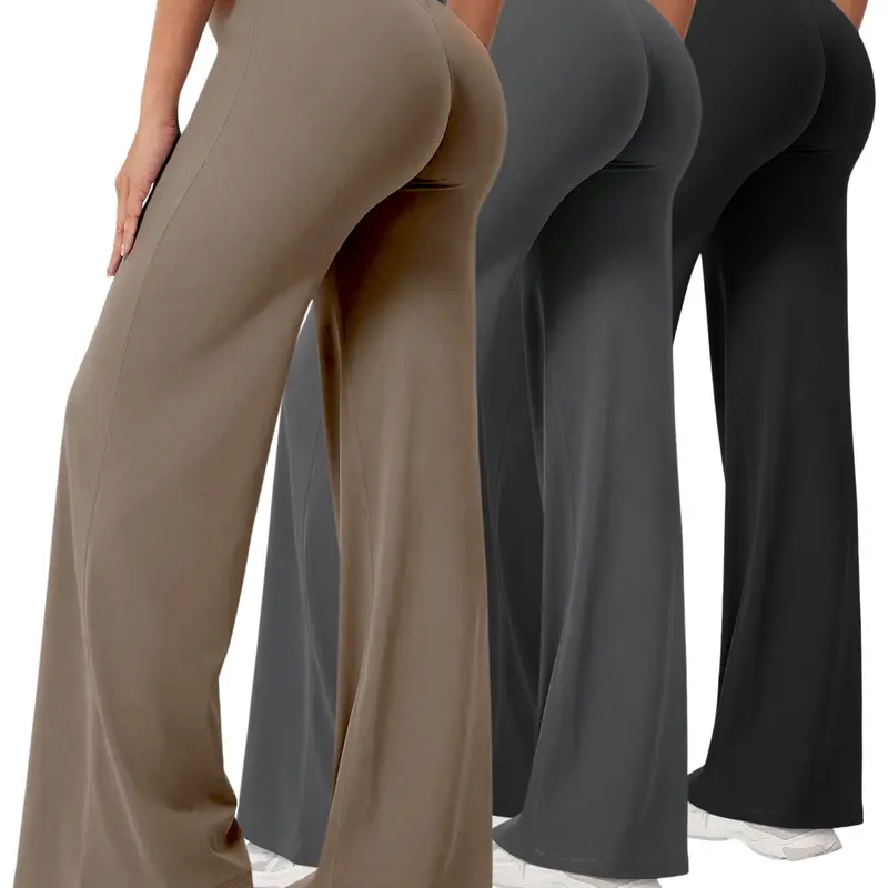 High-Waisted Flowy Wide-Leg Yoga Pants for Women, Tummy Control Butt Lift Slimming Sporty Trousers, Activewear Bottoms, Ideal for Yoga Fitness Daily Commute, High Waisted Sportswear