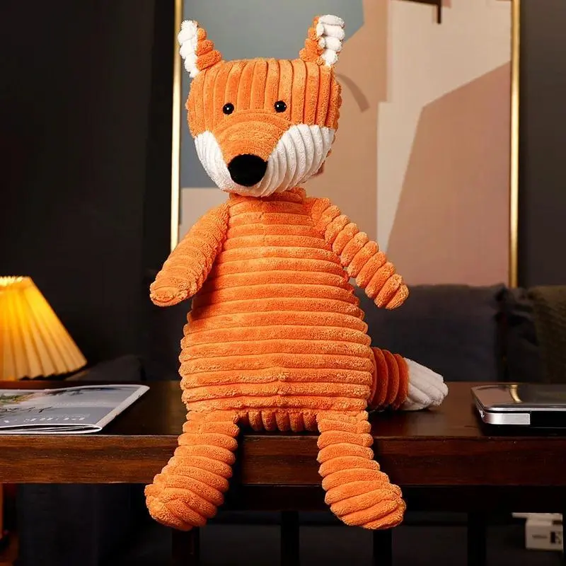 Adorable Striped Fluffy Toy, Fox Plush Stuffed Animal, Child Comforting Companion Sleepover Doll Gift