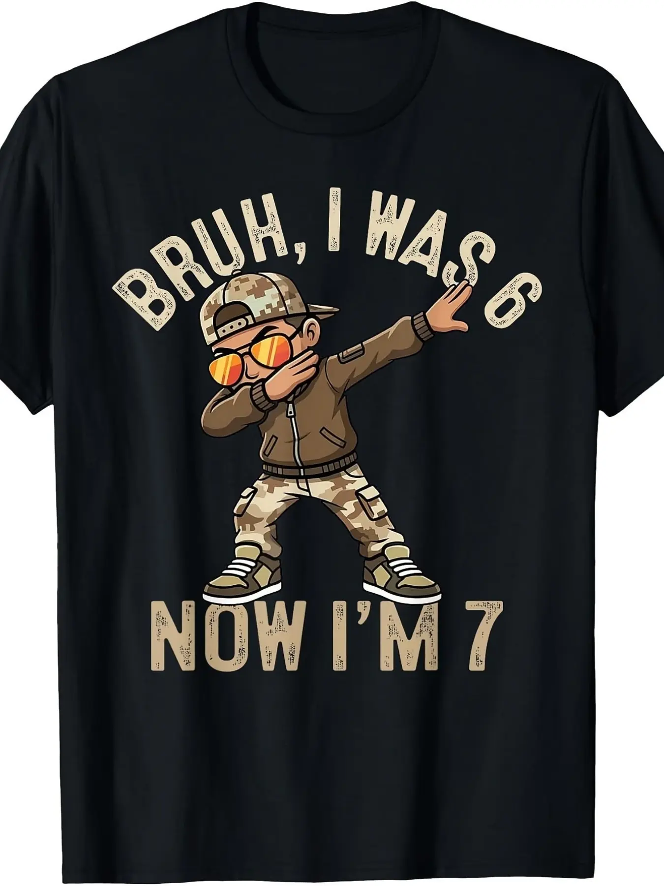 Kids Cartoon T-Shirt, Trendy Dab Pose Design, Perfect for Birthday Celebrations, Loose-Fit Medium Length, All-Season Casual Wear
