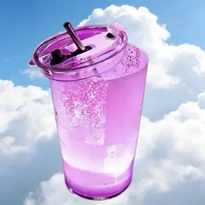 Multi-Color Glowing LED Cup, 14oz Reusable and Washable Tumbler with Lid & Straw, Portable Water-Activated Light for Parties and Camping