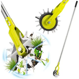 58-Inch Manual Eder Lawn Tool, Wheel Rotary Eder with Adjustable 4-Section Stainless Steel Handle & Cushion , Rust-Resistant for Sidewalk, Driveway, arden, Landscapin
