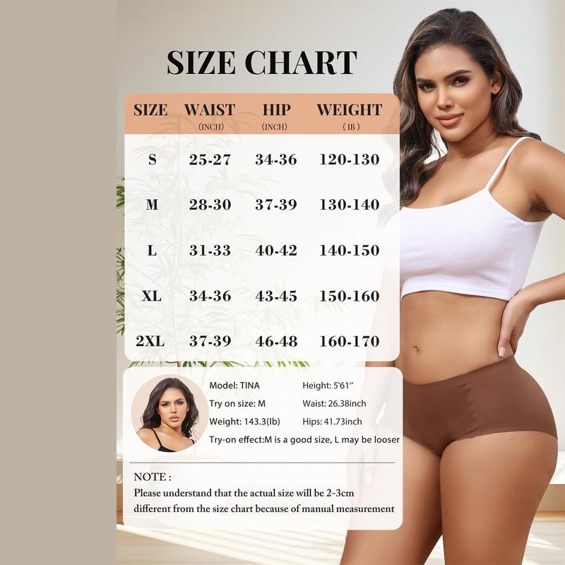 LEVAO Women Seamless Mid Waisted Underwear No Show Full Coverage Briefs Breathable Stretchy Invisible Panties 6Pack