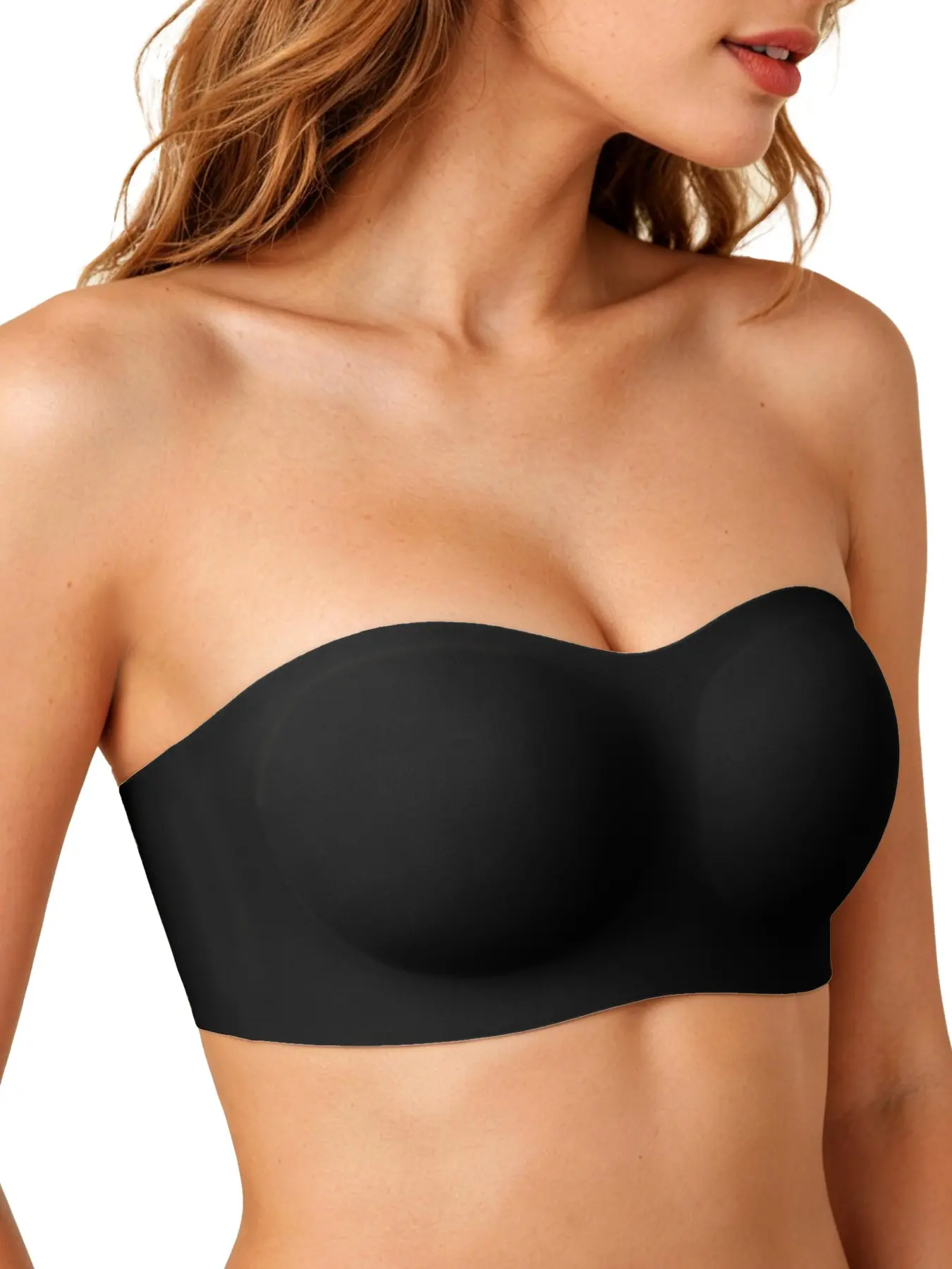 Anti-Slip Strapless Bra, Invisible Wire-Free Push-Up, Enhanced Back Straps, Seamless Comfort, Full Coverage, Casual Lingerie, Medium Women