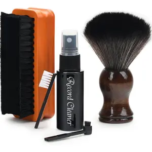 6-in-1 Vinyl Record Cleaning Kit |   Vinyl Record Cleaner Kit – Includes 2in1 Velvet Microfiber Brush, Soft Antistatic Nano Fiber Brush, Cleaning Liquid, Duster & Stylus Brush, Storage Box, for Records
