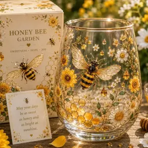 Creative Garden Glass Tea Cup, Hummingbird Bee Design, Low-Temperature Kiln Fired, Perfect Birthday Gift, 1pc 2026 New Model