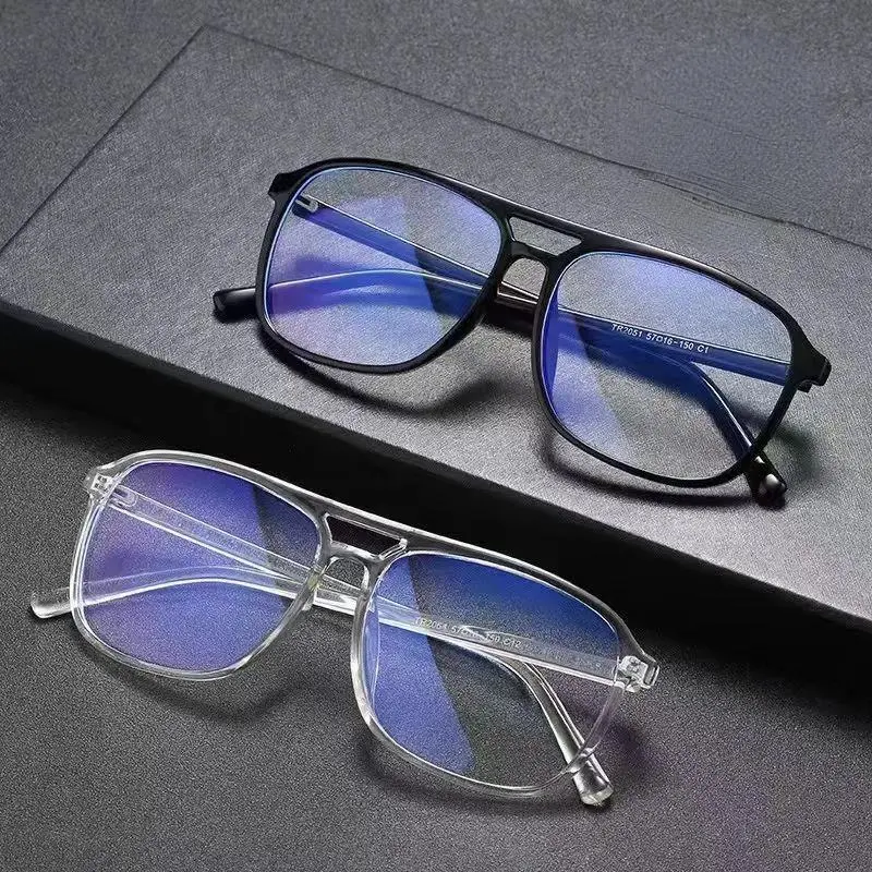 Fashion Large Frame Glasses Double Beam Personalized Flat Glasses