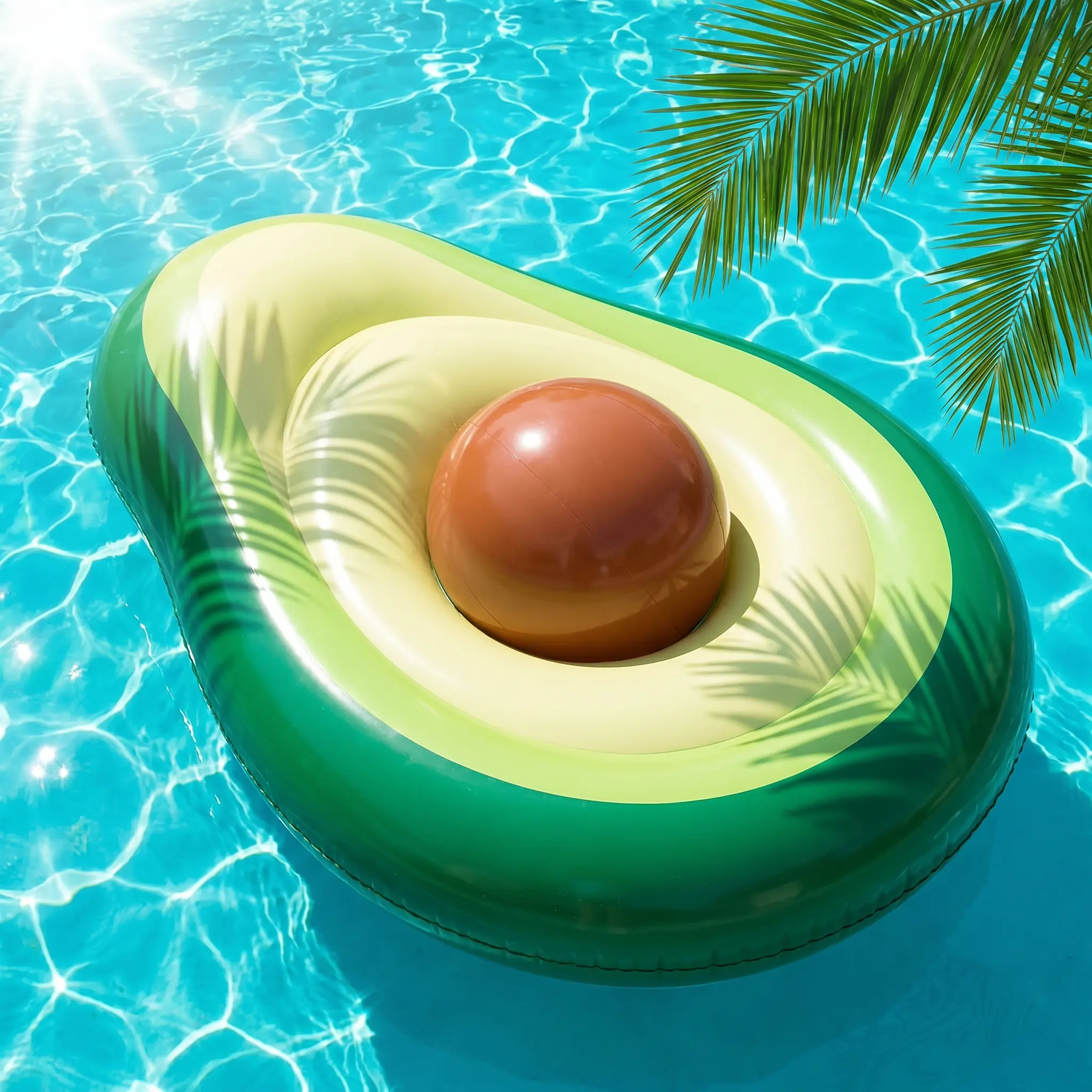 65" Fabric-Covered Oversized Inflatable Avocado Pool Float with Headrest - XL Water Sports Lounge Chair for Adults, 65x49in Floating Mat for Pool Parties & Relaxation