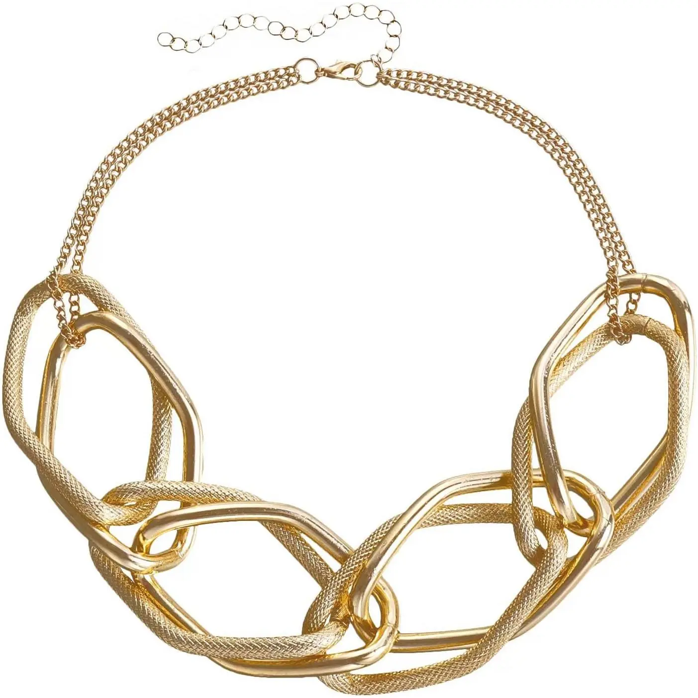 Hop Geometric  Chain Necklace with  Plated Stainless Steel Pendant - Edgy Streetwear  for Adults, Adjustable Rope Chain Unisex Accessory
